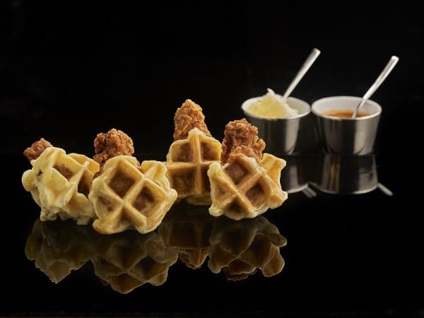 Chicken & Waffle with Manhattan Hot Sauce and Honeycomb