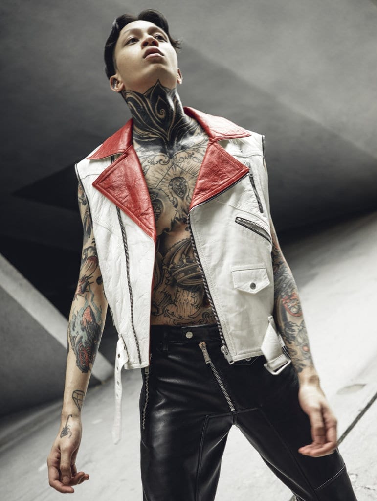 Givenchy Leather vest; Dsquared2 Leather pants