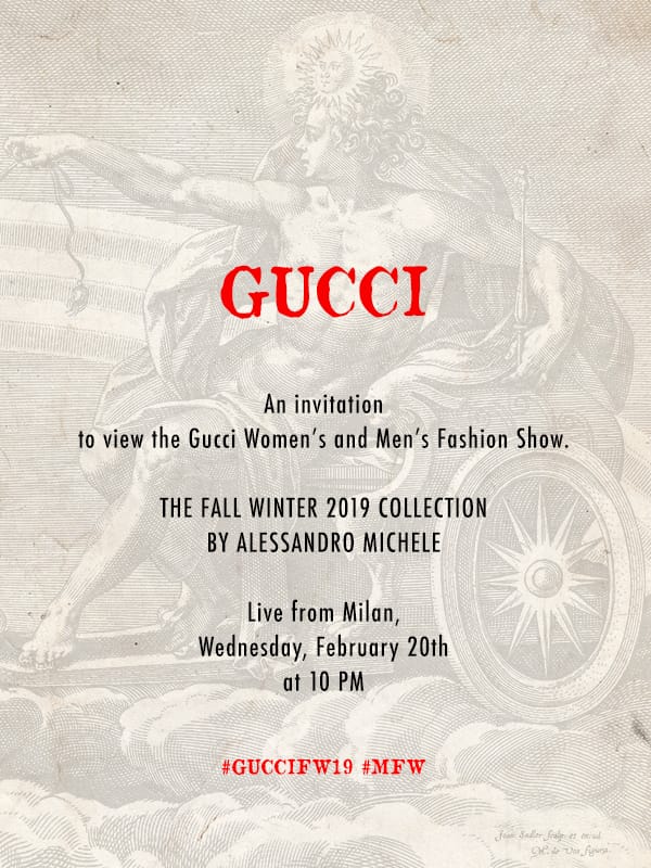 Livestream: Gucci Fall/Winter’19 Show Livestream: Gucci Fall/Winter’19 Show