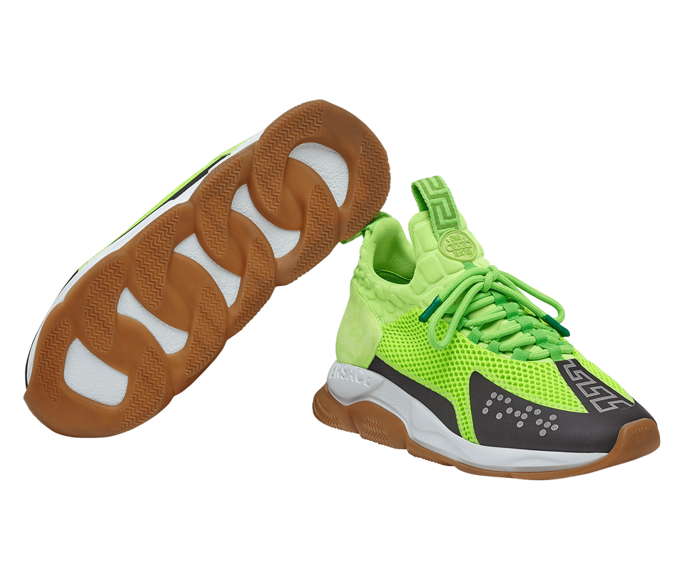 Sneakers luxe homme - Sneakers Versace Chain Reaction black and neon green  love braille