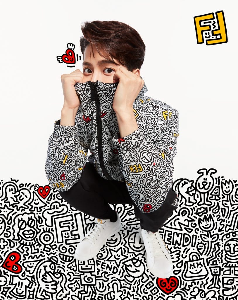 Mancrushmonday Jackson Wang S Cute Charm In The Fendi And Mr Doodle Capsule Collection Men S Folio