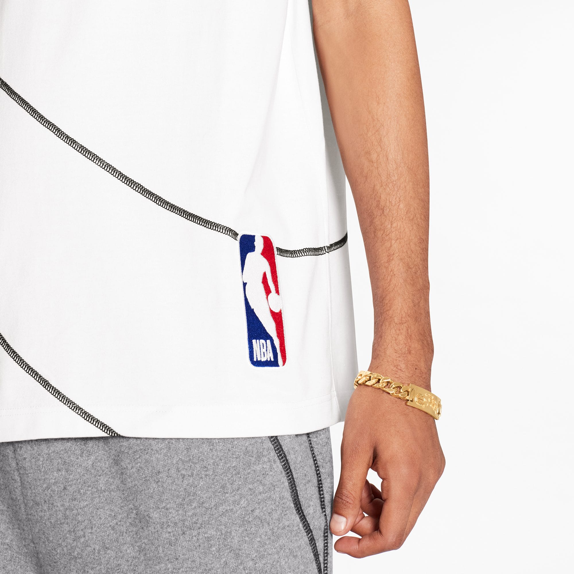 Louis Vuitton Louis Vuitton NBA Basketball Embroidered White T