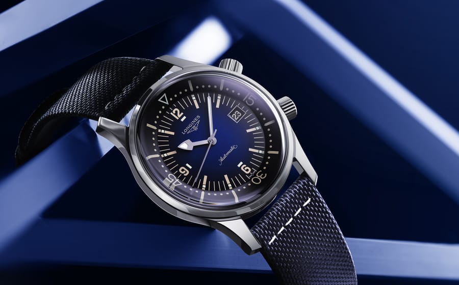 The Longines Legend Diver Watch Takes A Blue Twist Men s Folio