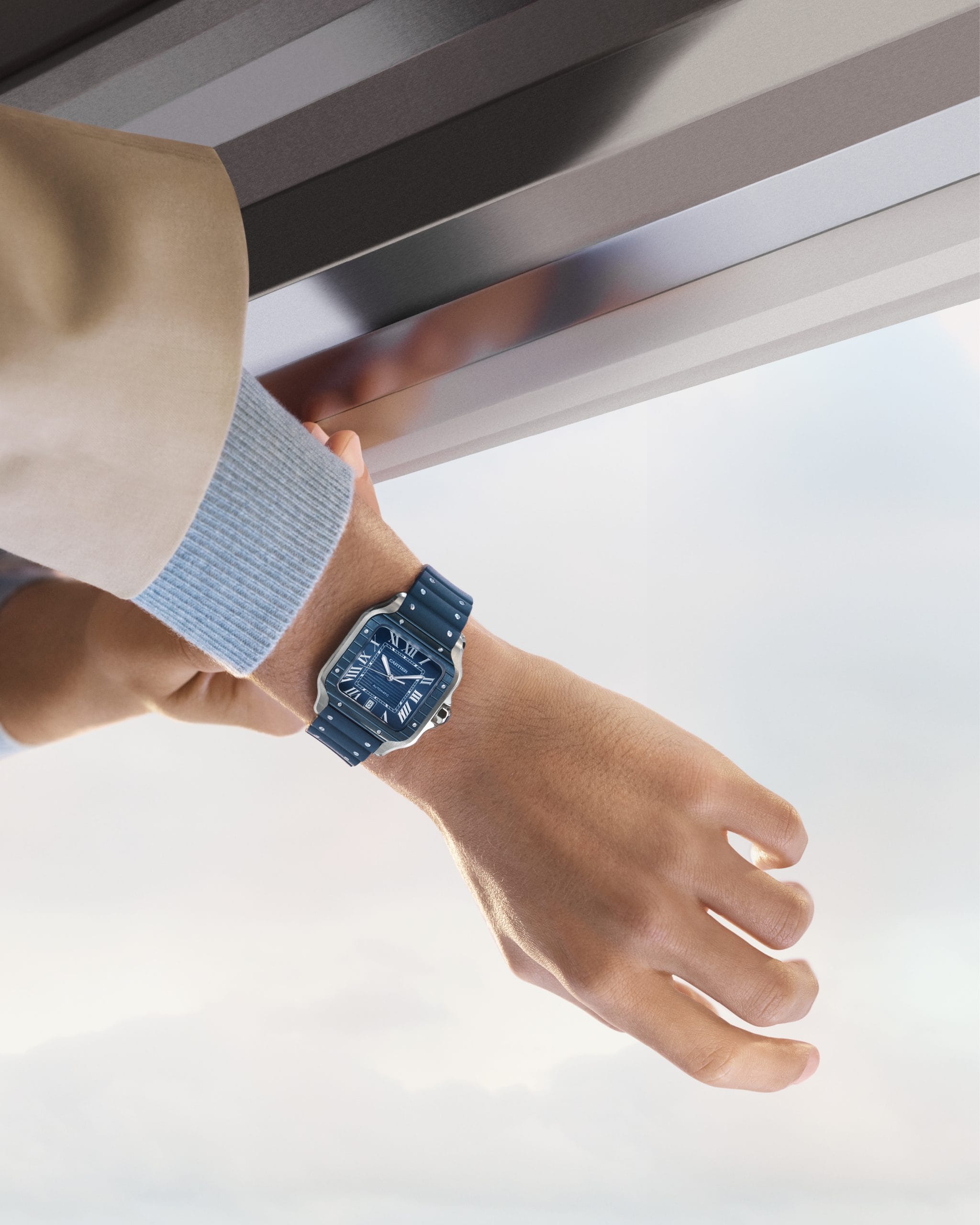 Behind the Blue Of the Cartier Santos de Cartier Watch