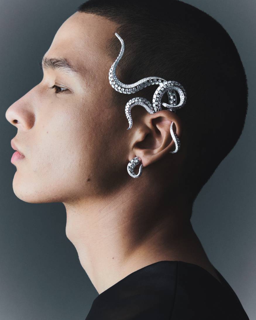 Mahi Combo of Piercing Kaju Bali / Hoop Mens Earrings