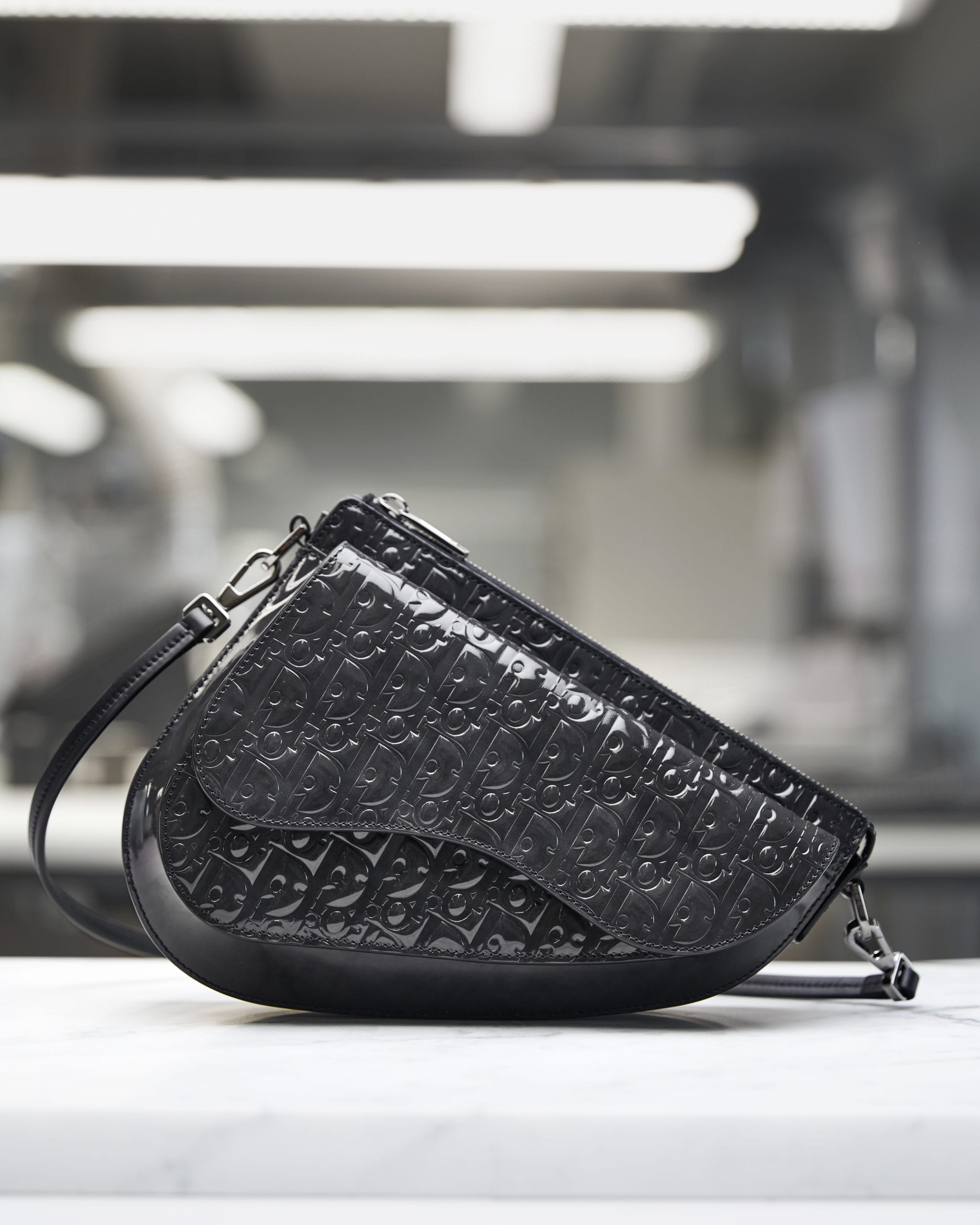 Boxy Saddle Bag Black Dior Oblique Gravity Leather