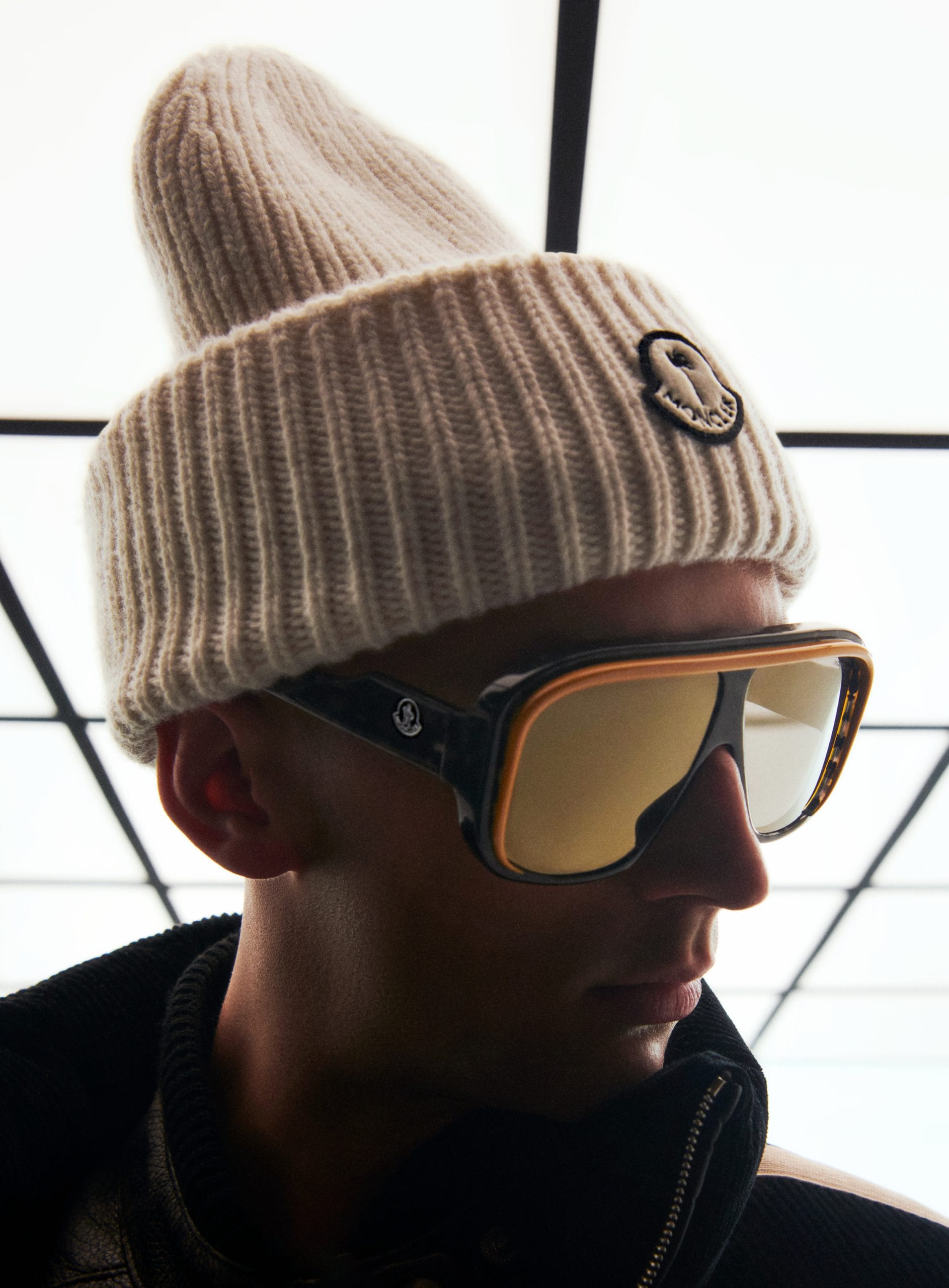 MONCLER PALM ANGELS ニット帽 マスタード 8 Moncler Genius Palm Angels Wool Beanie Yellow at CareOfCarl.com